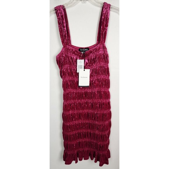 En Saison Women's Sz. L Fushia Ruched Velvet Mini Dress NWT - Picture 1 of 7